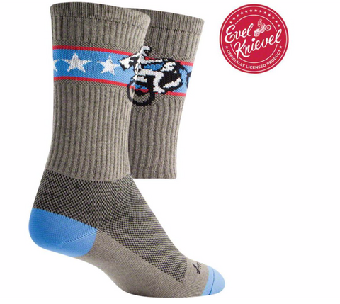 Evel Knievel Wheelie Crew Sock Guy Socks