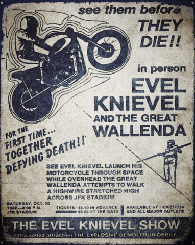 Evel Knievel Black and White Tin Sign