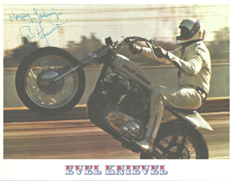 Evel Knievel Archival Autograph Picture from Harley-Davidson