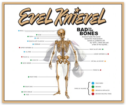 Evel Knievel Broken Bone's Sticker